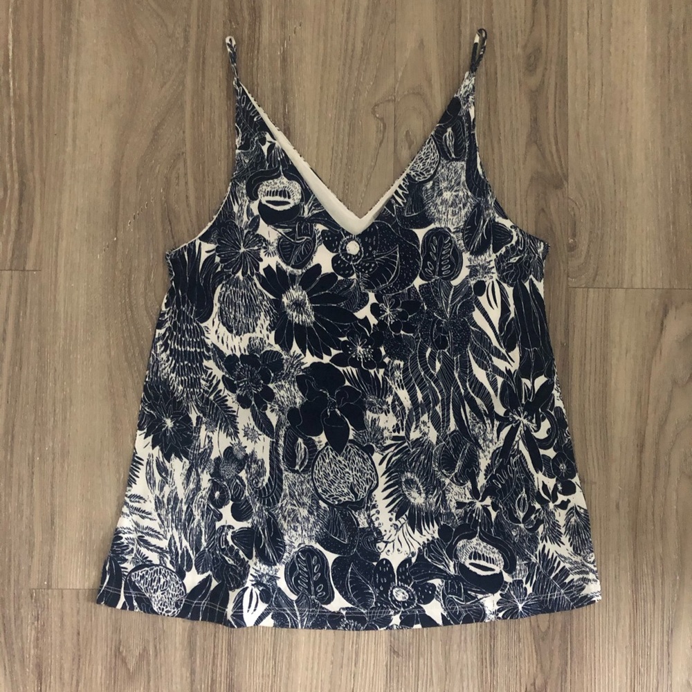 Navy blue floral tank top